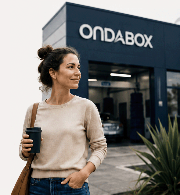 Mujer junto al centro ONDABOX